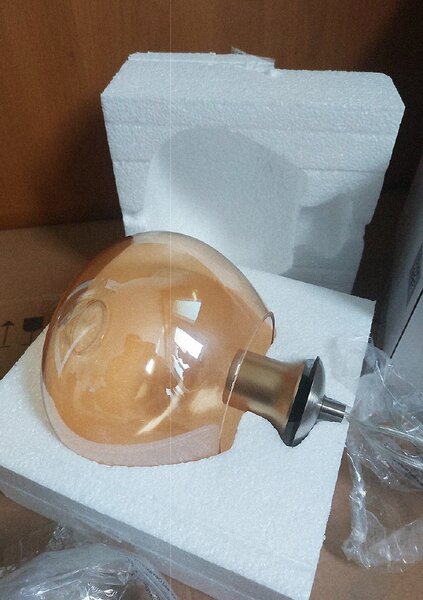 Lustra cu abajur fumuriu decorativ -glob heliomat, moderna, noua