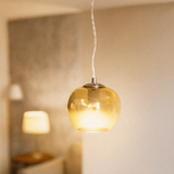 Lustra cu abajur fumuriu decorativ -glob heliomat, moderna, noua